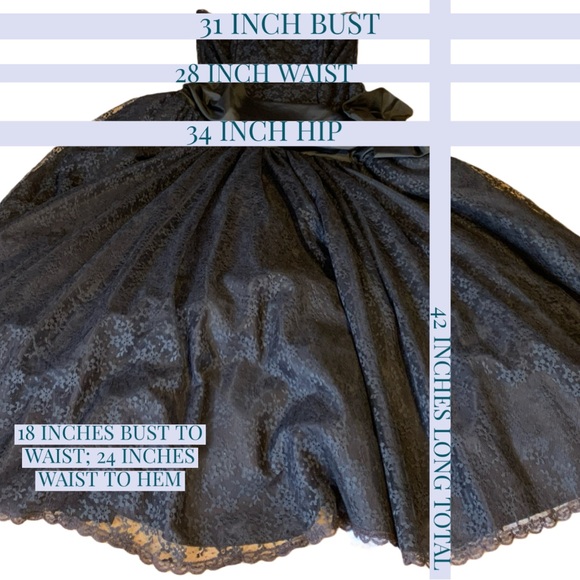 VINTAGE 1980'S BY CAROL BLACK LACE STRAPLESS MIDI PARTY DRESS W/SATIN BOW (6) - Picture 14 of 15